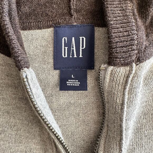 Gap EUC Y2K Wool Cotton Blend Full Zip Baseball Hoodie Gray Plum Cardigan L - Picture 5 of 9